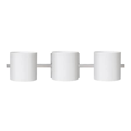 Besa Lighting Pogo Vanity, Opal Glossy, Satin Nickel Finish, 3x50W Halogen 3WS-718006-SN